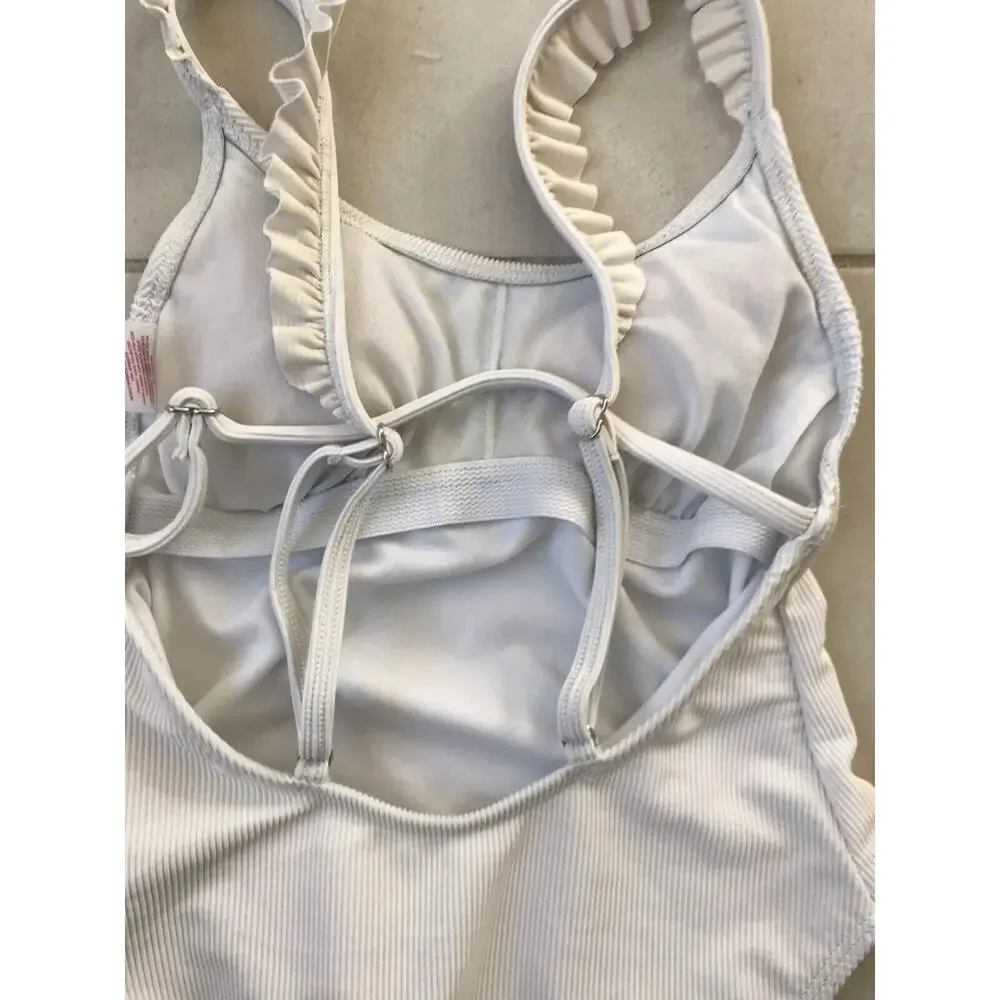 Xhilaration Swim One Piece Swimsuit Ribbed Ruffled Swimwear Beach Summer